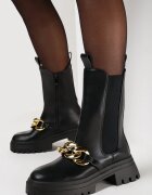  Botine Negre Worker cu Lanț Decorativ Elwena