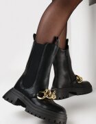  Botine Negre Worker cu Lanț Decorativ Elwena