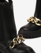  Botine Negre Worker cu Lanț Decorativ Elwena