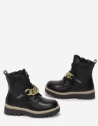  Botine Negru-Verde stil worker cu Lanț Helippe