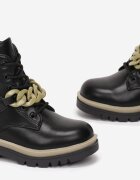  Botine Negru-Verde stil worker cu Lanț Helippe