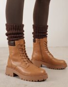  Botine plate maro trapper Vices cu șireturi și ștanțare Zeriana