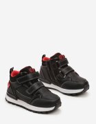  Botine Plate Negre-Roșii în Stil Sneakers decorate cu cusături Derizia