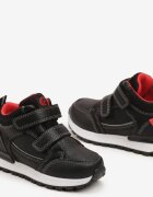  Botine Plate Negre-Roșii în Stil Sneakers decorate cu cusături Derizia