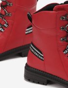  Botine Roșii stil worker cu Benzi Decorative Ronasse