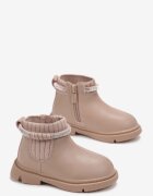  Botine Roz cu Talpă Plată și Curea Decorată cu Zirconii Korifa