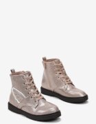  Botine roze cu șireturi decorate cu sclipici și cu motiv aripă de înger Reshini