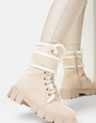  Botine stil worker Bej cu blană Kyame