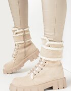  Botine stil worker Bej cu blană Kyame