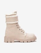  Botine stil worker Bej cu blană Kyame