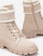  Botine stil worker Bej cu blană Kyame