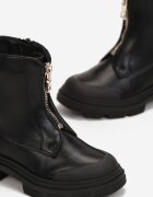  Botine stil worker Negre cu fermoar în față Fabiane