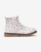  Botine tip worker albe cu flori Navamita