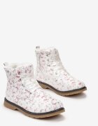  Botine tip worker albe cu flori Navamita