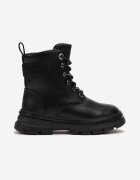  Botine tip worker Negre cu strasuri decorative Restora