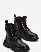  Botine tip worker Negre cu strasuri decorative Restora