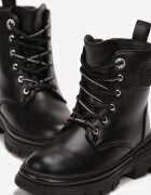  Botine tip worker Negre cu strasuri decorative Restora