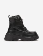  Botine Trapper Negre Clibee pe Talpă Groasă cu Căptușeală de Blană Soledi