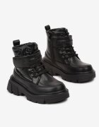  Botine Trapper Negre Clibee pe Talpă Groasă cu Căptușeală de Blană Soledi