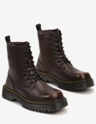  Botine Worker Maro Căptușite cu Talpă Groasă cu Șireturi Cretine