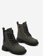  Botine Worker Verzi cu șireturi cu inserție textilă și zirconii Mirielia
