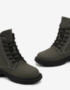  Botine Worker Verzi cu șireturi cu inserție textilă și zirconii Mirielia