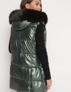 bright girl Vestă Verde Matlasată cu Glugă și Blană Adamisia