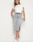 by may Fustă Albastru deschis De bumbac Din denim Decorată Cu lanț Lilisela