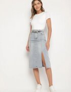 by may Fustă Albastru deschis De bumbac Din denim Decorată Cu lanț Lilisela