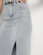 by may Fustă Albastru deschis De bumbac Din denim Decorată Cu lanț Lilisela