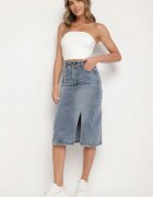 by may Fustă bleumarin din bumbac din denim decorată cu lanț Lilisela