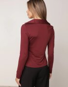 by swan Bluză din viscoză cu guler și nod decorativ sub bust Keramo Bordo