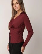 by swan Bluză din viscoză cu guler și nod decorativ sub bust Keramo Bordo