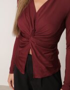 by swan Bluză din viscoză cu guler și nod decorativ sub bust Keramo Bordo