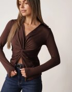 by swan Bluză din viscoză cu guler și nod decorativ sub bust Keramo Maro