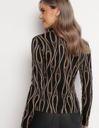 by swan Bluză Neagră Mulată cu Guler semi-înalt cu Model abstract Orașe