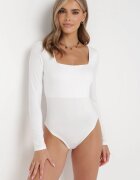 by swan Body Alb cu Mânecă Lungă și Decolteu Pătrat Teraza