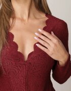 by swan Body din dantelă cu volan la decolteu Alvinia Bordo