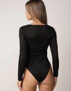 by swan Body din dantelă cu volan la decolteu Alvinia Negru