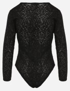 by swan Body din dantelă cu volan la decolteu Alvinia Negru