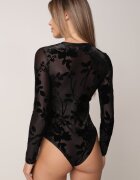 by swan Body din plasă cu adaos de vâscoză cu model floral din velur Belpho Negru