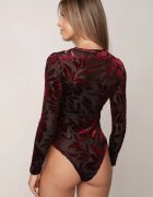by swan Body din plasă cu adaos de viscoză cu model floral de velur Giseleni Bordo