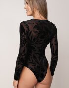 by swan Body din plasă cu adaos de viscoză cu model floral de velur Giseleni Negru