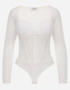 by swan Body din vâscoză cu croială de corset și mânecă lungă Zirnala Imprimeu Alb