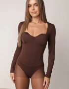 by swan Body din vâscoză cu croială de corset și mânecă lungă Zirnala Imprimeu Maro