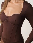 by swan Body din vâscoză cu croială de corset și mânecă lungă Zirnala Imprimeu Maro