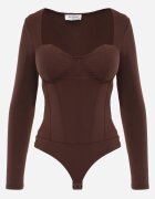 by swan Body din vâscoză cu croială de corset și mânecă lungă Zirnala Imprimeu Maro