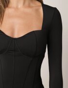 by swan Body din vâscoză cu croială de corset și mânecă lungă Zirnala Imprimeu Negru