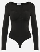 by swan Body din vâscoză cu croială de corset și mânecă lungă Zirnala Imprimeu Negru