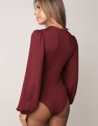 by swan Body din vâscoză cu croială petrecută și mâneci bufante Butteria Bordo